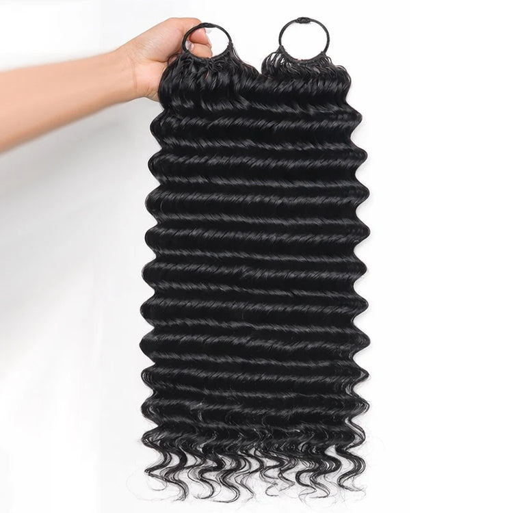 Tedhair Miracle Knots Human Feather Crochet Hair Deep Wave with No Spiral Ends - Pre-Separated Knotless Crochet Braids for Seamless Blending