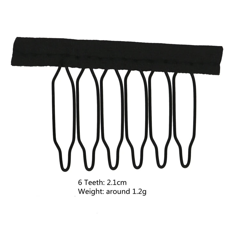 50Pcs Wig Combs to Secure Wig 4-7Teeth Wig Comb Wig Clips with Cloth for Making Wig Caps Steel Material Clips Combs