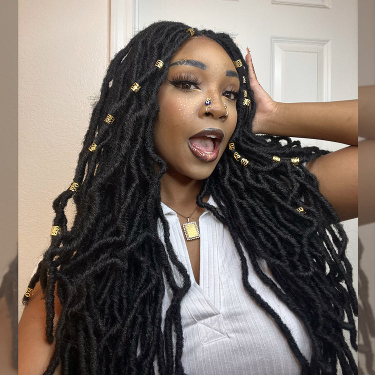 Tedhair 30 Inches 4X4 Boho Goddess Faux Locs Lace Closure Wigs 200% Density-100% Handmade