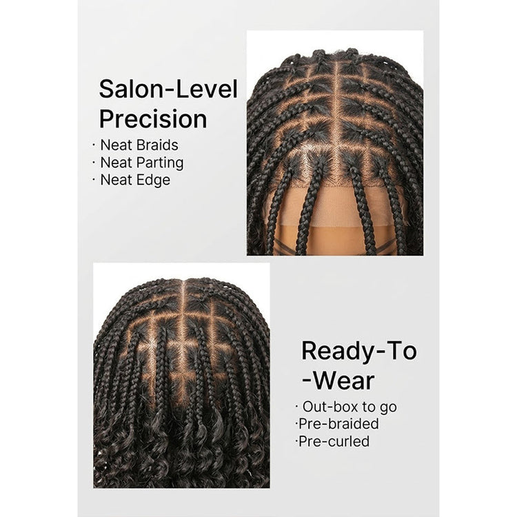 Tedhair 150% Density 5X5 Closure Lace with Boho Braids Pre-Cut Glueless Top Human Hair Wig Curly