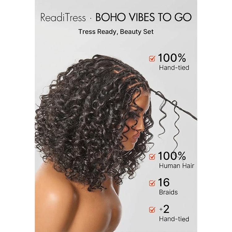 Tedhair 150% Density 5X5 Closure Lace with Boho Braids Pre-Cut Glueless Top Human Hair Wig Curly