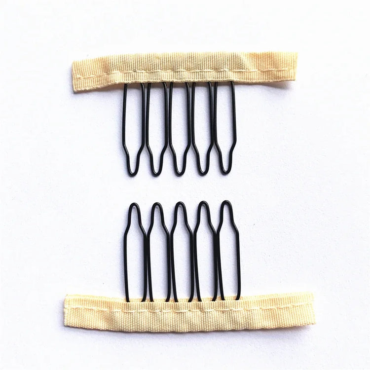 50Pcs Wig Combs to Secure Wig 4-7Teeth Wig Comb Wig Clips with Cloth for Making Wig Caps Steel Material Clips Combs
