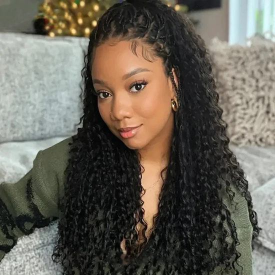 Curly Braided Wigs 100% Human Hair Lace Frontal Wigs Knotless Boho Box Braids Wig 13X6 Curly Human Hair Wigs Pre Plucked