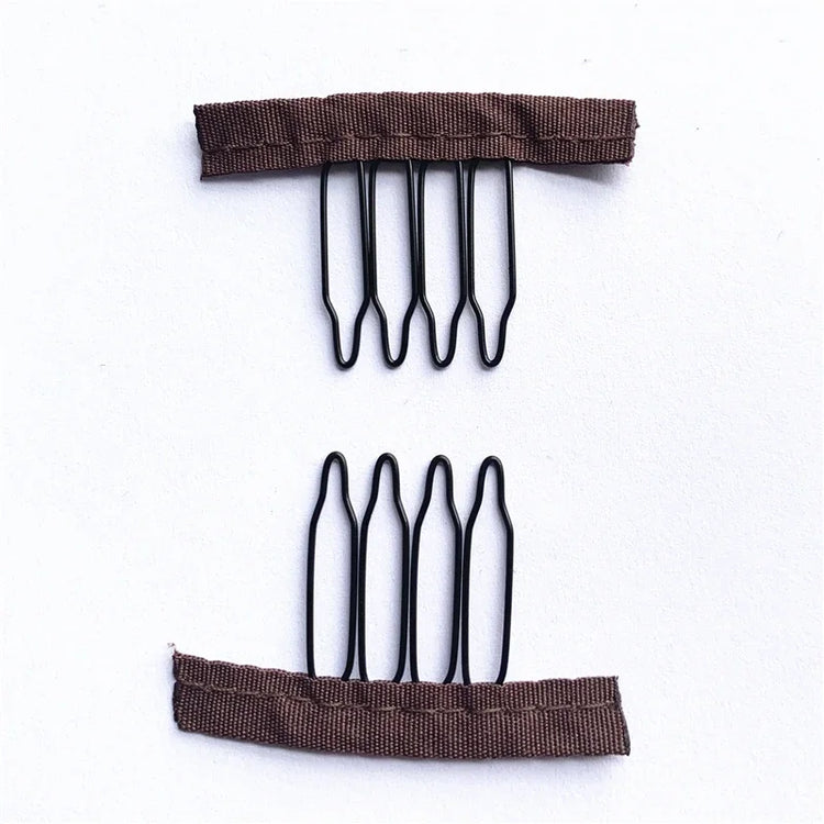 50Pcs Wig Combs to Secure Wig 4-7Teeth Wig Comb Wig Clips with Cloth for Making Wig Caps Steel Material Clips Combs