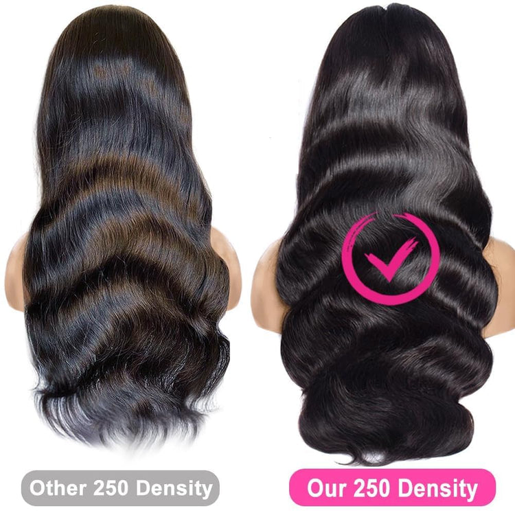 250 Density Human Hair Wig 13X4 HD Lace Front Wigs Pre Plucked Glueless Wig Human Hair Body Wave Wigs Human Hair for Black Women Frontal Wigs Human Hair Wigs Bleached Knots 18 Inch