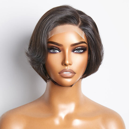 Tedhair 150% Density 4X4 8 Inches Side Part Lace Closure Bob Wig Straight