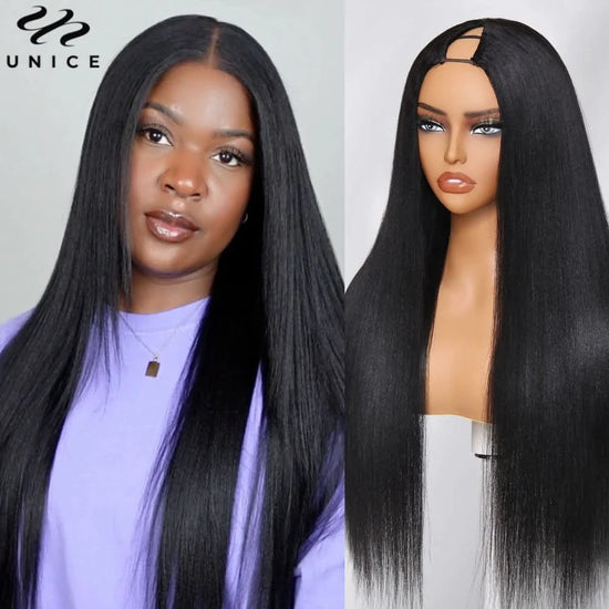 V Part Straight Wig – 100% Human Hair, No Sew U Part Half Wig, Ready to Wear