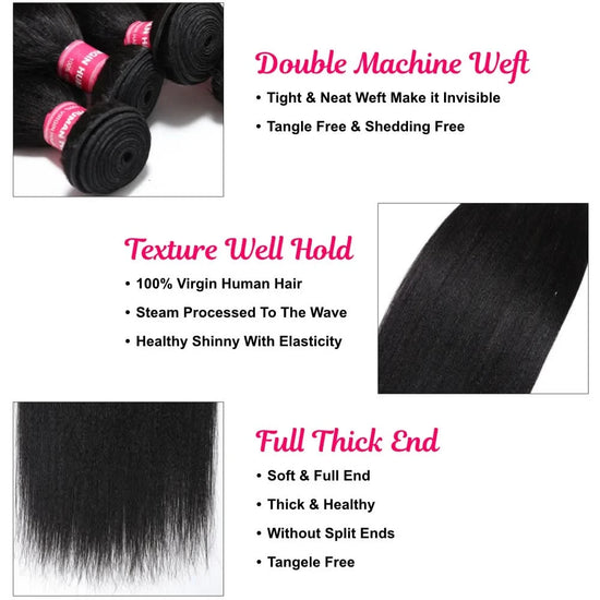 Straight Human Hair Bundles – Natural Color Weave