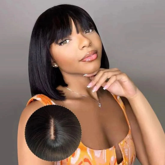 2x1 Straight Bob Wig with Bangs – Brazilian Human Hair
