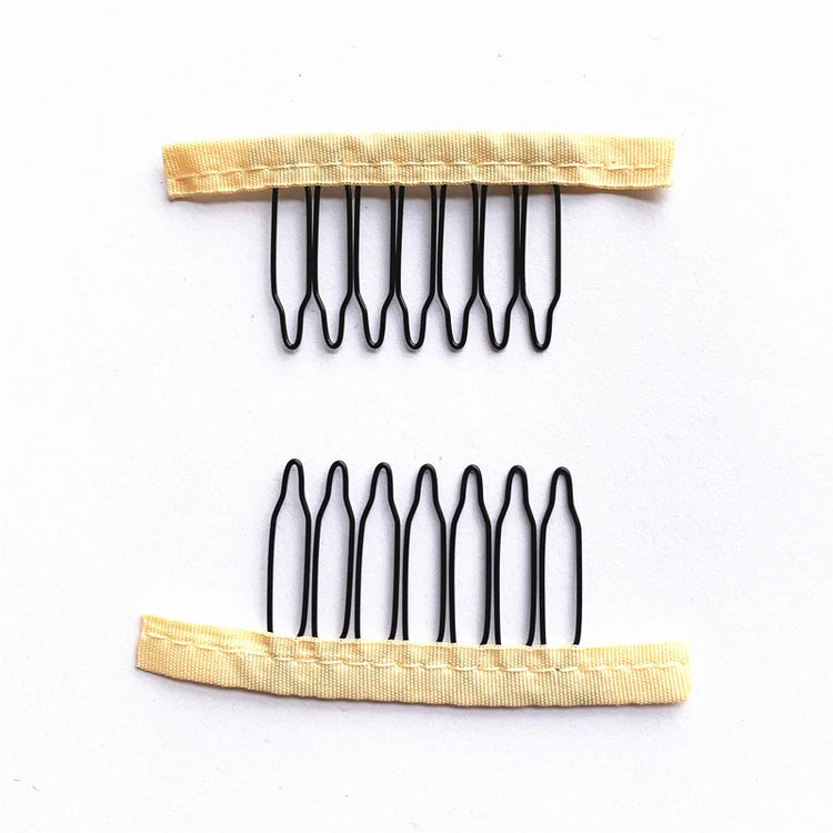 50Pcs Wig Combs to Secure Wig 4-7Teeth Wig Comb Wig Clips with Cloth for Making Wig Caps Steel Material Clips Combs