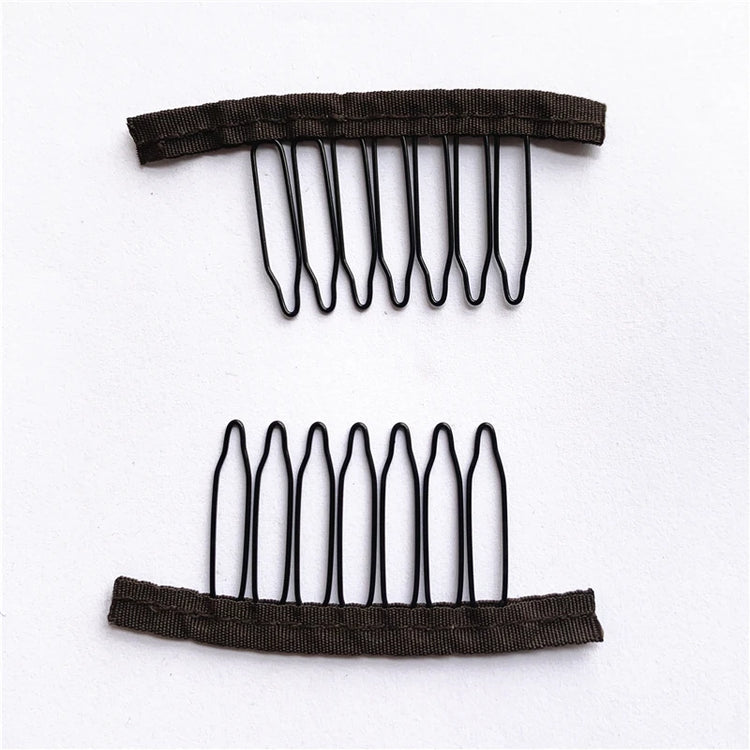 50Pcs Wig Combs to Secure Wig 4-7Teeth Wig Comb Wig Clips with Cloth for Making Wig Caps Steel Material Clips Combs