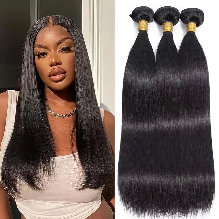 Natural Color Straight Human Hair Bundles 14-30 Inches Brazilian 1 3 4 Bundle Remy Human Hair Extensions Double Weft