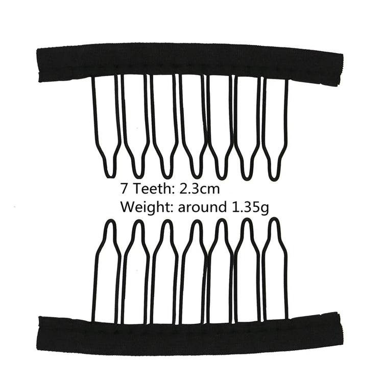 50Pcs Wig Combs to Secure Wig 4-7Teeth Wig Comb Wig Clips with Cloth for Making Wig Caps Steel Material Clips Combs