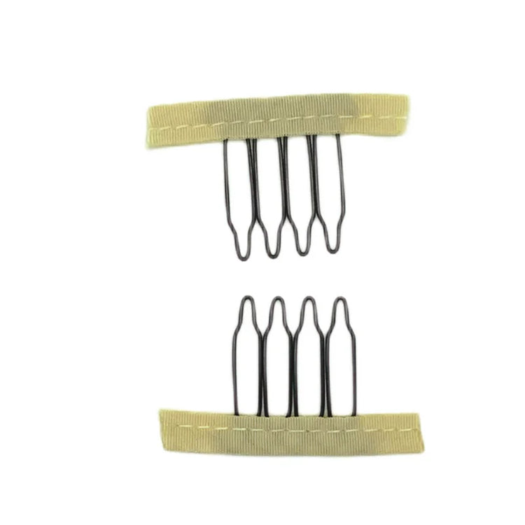 50Pcs Wig Combs to Secure Wig 4-7Teeth Wig Comb Wig Clips with Cloth for Making Wig Caps Steel Material Clips Combs