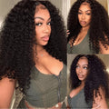 Flip over Half Wig 3 in 1 Deep Wave Half Wig Human Hair Wear and Go Glueless Wigs with Drawstring Seamless Clips Wig for Women