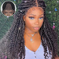 Tedhair 26 Inches 4X4 Faux Goddess Locs with Curls Braids Lace Closure Wigs 200% Density-100% Handmade