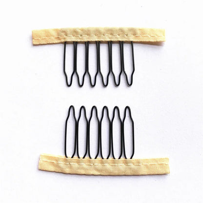 50Pcs Wig Combs to Secure Wig 4-7Teeth Wig Comb Wig Clips with Cloth for Making Wig Caps Steel Material Clips Combs