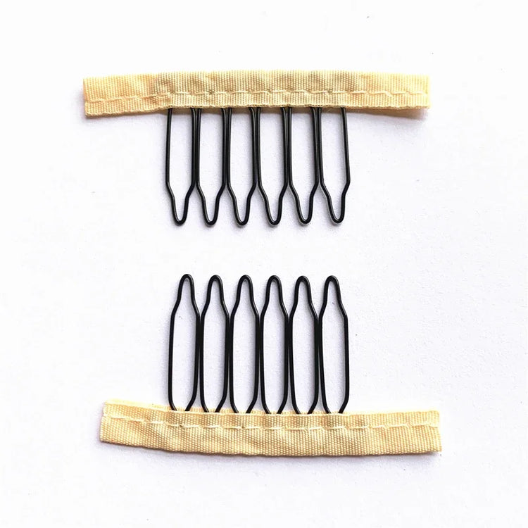 50Pcs Wig Combs to Secure Wig 4-7Teeth Wig Comb Wig Clips with Cloth for Making Wig Caps Steel Material Clips Combs