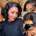 Eeotii Bob Wig Human Hair 13x4 Lace Frontal Wig Body Wave 200% Density Lace Front Wigs Human Hair Short Human Hair Wigs for Black Women Glueless Human Hair Wig Natural Black 14 Inch