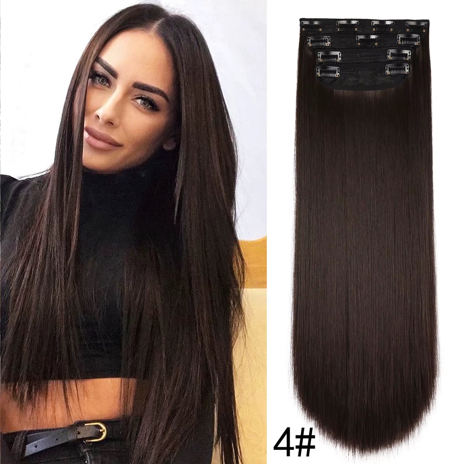 Long Wavy Synthetic Clip-In Hair Extensions 4Pcs Set