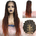 Tedhair 28 Inches 4X4 Black to Orange Ends Box Braids Lace Closure Wigs 200% Density-100% Handmade