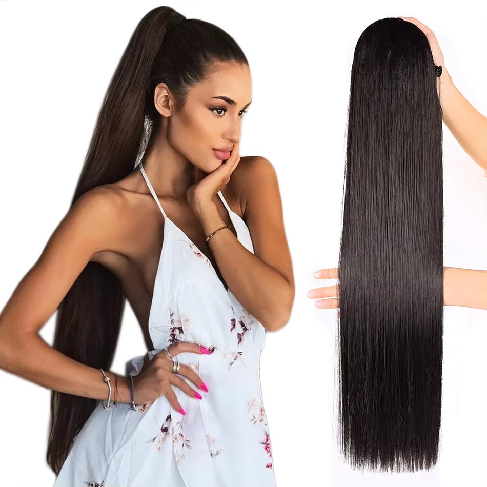 BOOMING 32-Inch Synthetic Drawstring Straight Ponytail Extension