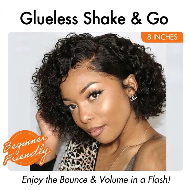 Tedhair 150% Density Trendy Short Cut Minimalist HD Lace Glueless Side Part Wig Kinky Curly
