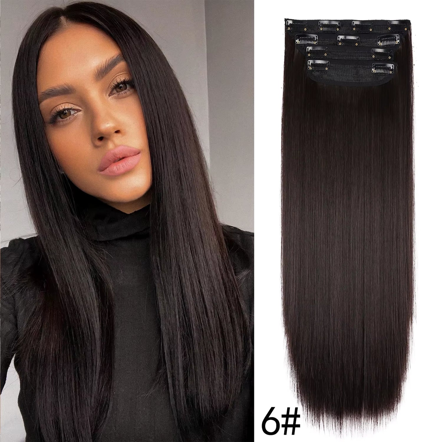 Long Wavy Synthetic Clip-In Hair Extensions 4Pcs Set