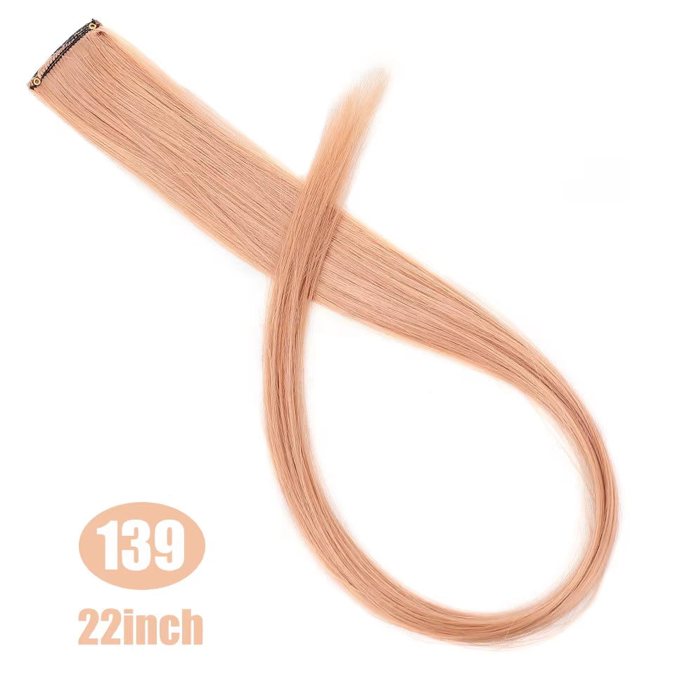 Lupu Synthetic Long Straight Rainbow Highlight Colored Hair Extensions Clip in Fake Hair Pieces for Women Heat Resistant