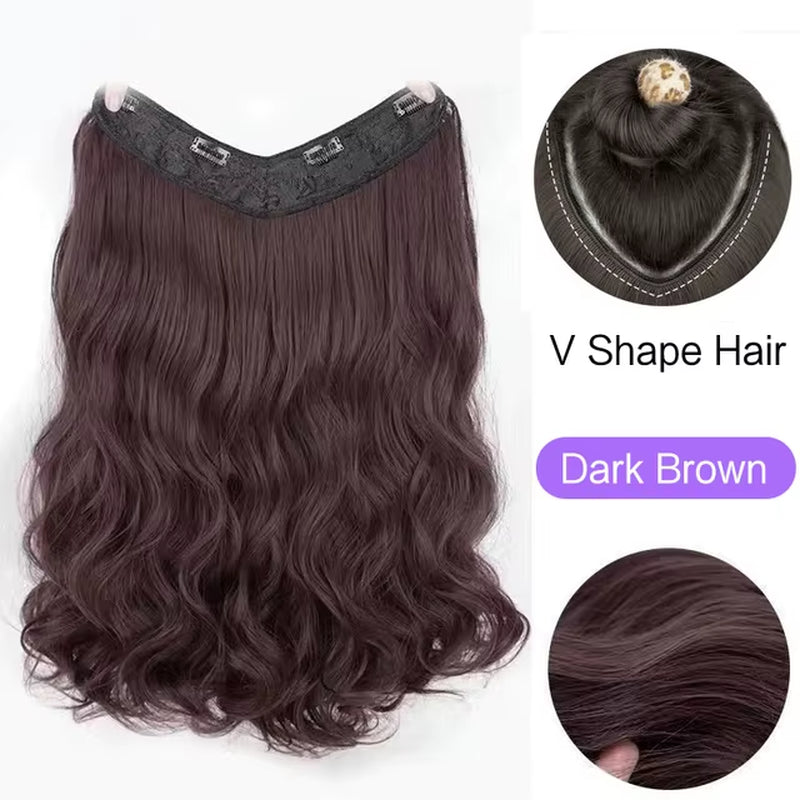 22-Inch V-Shaped Water Wave Synthetic Clip-In Hair Extension