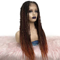 Tedhair 28 Inches 4X4 Black to Orange Ends Box Braids Lace Closure Wigs 200% Density-100% Handmade