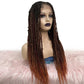 Tedhair 28 Inches 4X4 Black to Orange Ends Box Braids Lace Closure Wigs 200% Density-100% Handmade