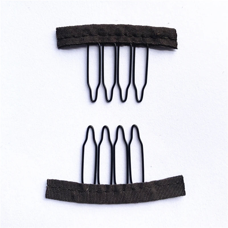 50Pcs Wig Combs to Secure Wig 4-7Teeth Wig Comb Wig Clips with Cloth for Making Wig Caps Steel Material Clips Combs