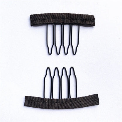 50Pcs Wig Combs to Secure Wig 4-7Teeth Wig Comb Wig Clips with Cloth for Making Wig Caps Steel Material Clips Combs
