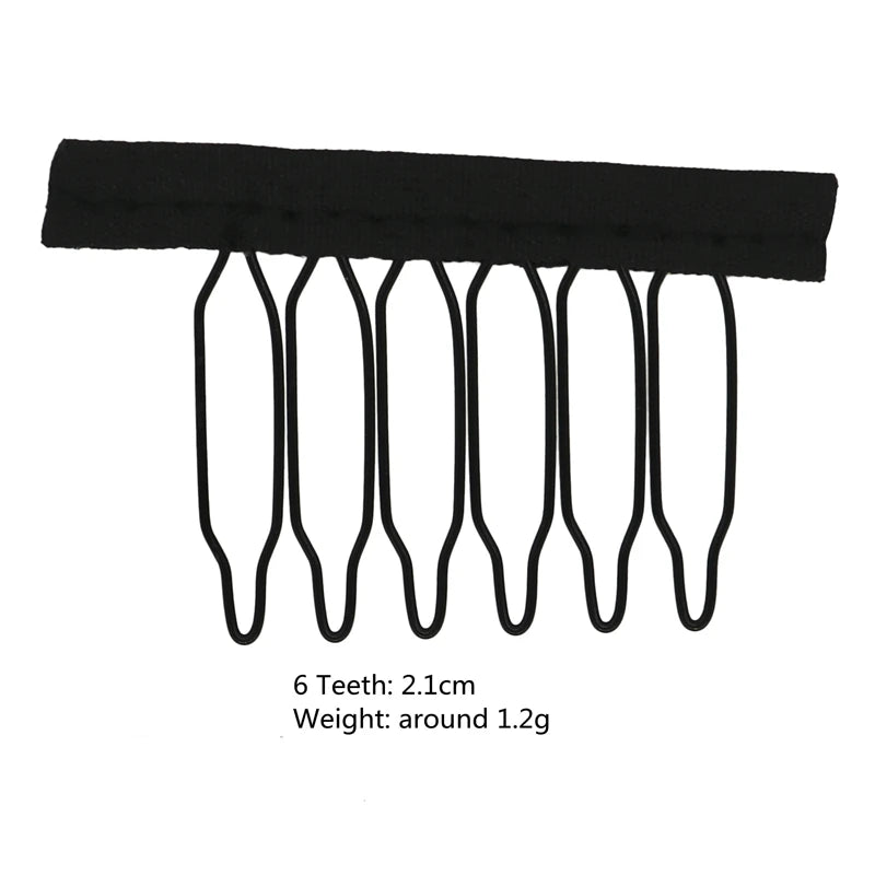 50Pcs Wig Combs to Secure Wig 4-7Teeth Wig Comb Wig Clips with Cloth for Making Wig Caps Steel Material Clips Combs