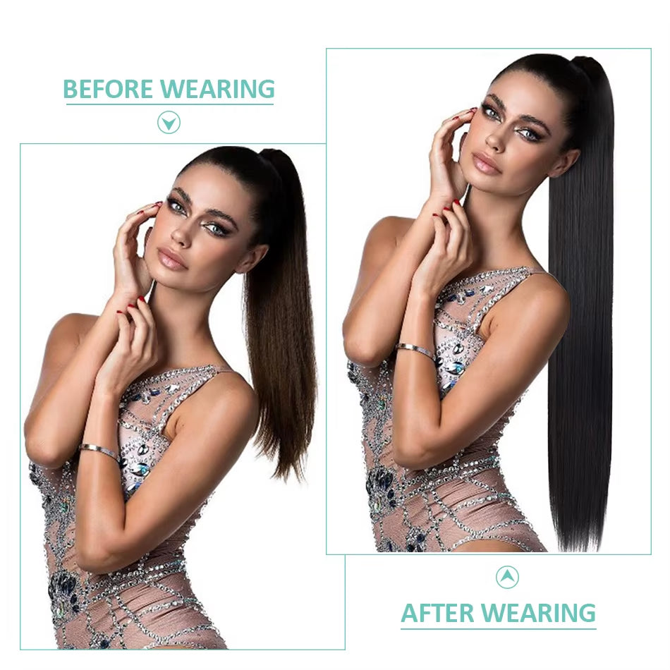 BOOMING 32-Inch Synthetic Drawstring Straight Ponytail Extension