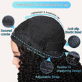 Flip over Half Wig 3 in 1 Deep Wave Half Wig Human Hair Wear and Go Glueless Wigs with Drawstring Seamless Clips Wig for Women