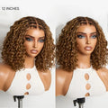 Tedhair 150% Density 5X5 Closure Lace with Boho Braids Pre-Cut Glueless Lace Wig Ombre Brown Highlight Curly