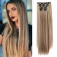 24-Inch Synthetic Clip-In Hair Extensions 6Pcs Straight Hairpieces