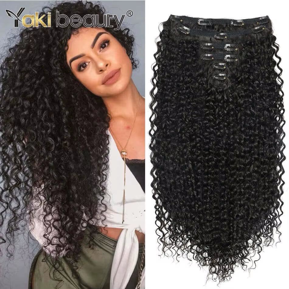 26-Inch Synthetic Jerry Curly Clip-In Hair Extensions 140G