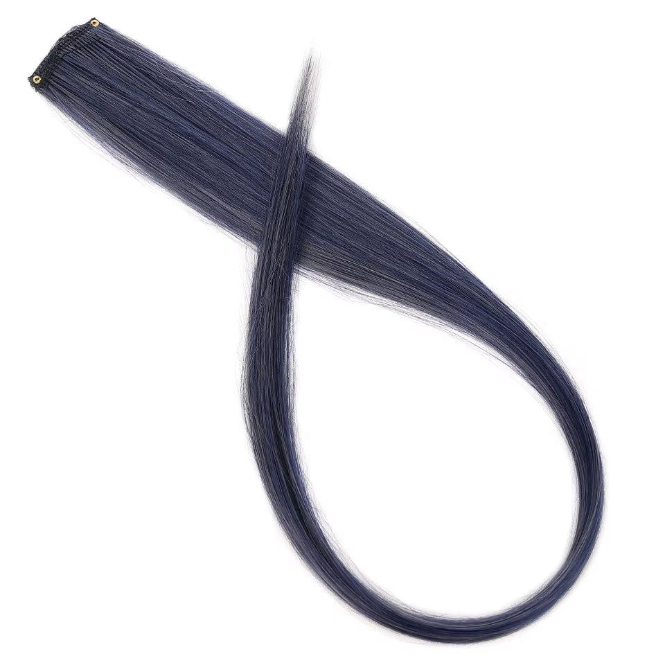 Lupu Synthetic Long Straight Rainbow Highlight Colored Hair Extensions Clip in Fake Hair Pieces for Women Heat Resistant