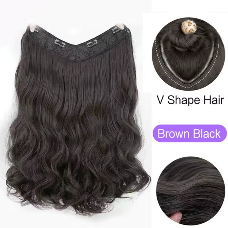 22-Inch V-Shaped Water Wave Synthetic Clip-In Hair Extension