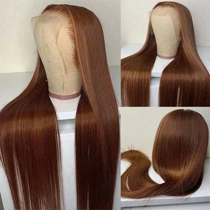 13X4 Chocolate Brown Straight Lace Front Wigs Human Hair 13X6 Transparent HD Lace Frontal Wig Pre Plucked Brown Glueless Wigs