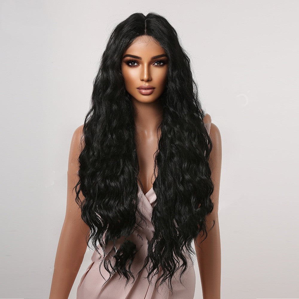 High-Temperature Silk Long Curly Wig with Middle Part