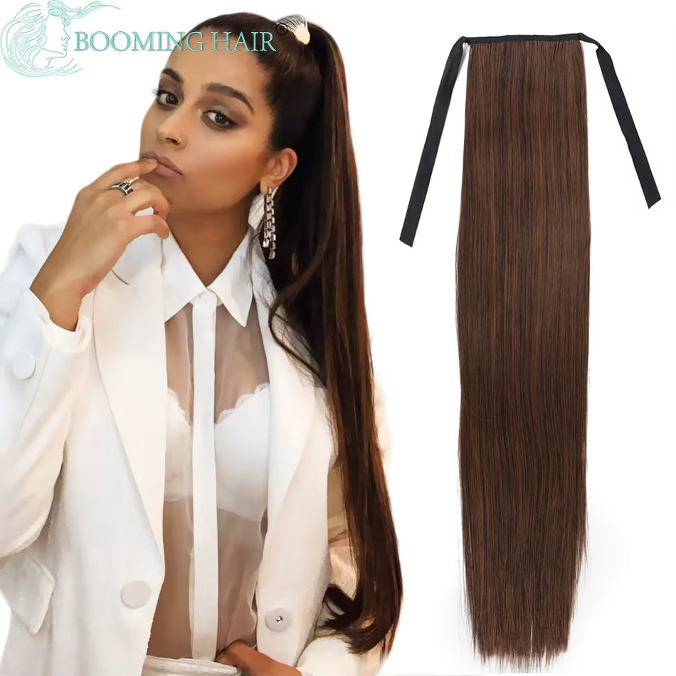 BOOMING 32-Inch Synthetic Drawstring Straight Ponytail Extension