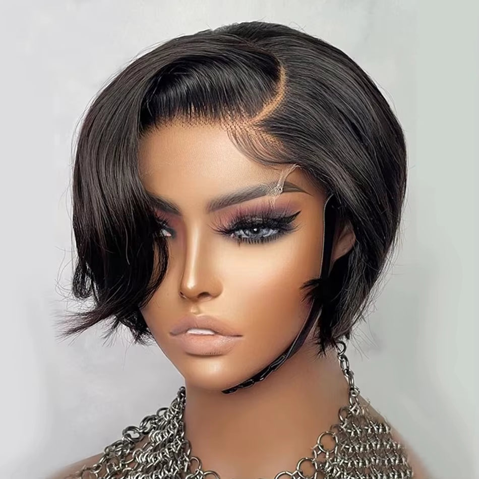 Short Bob Pixie Cut Transparent Lace Front Wig