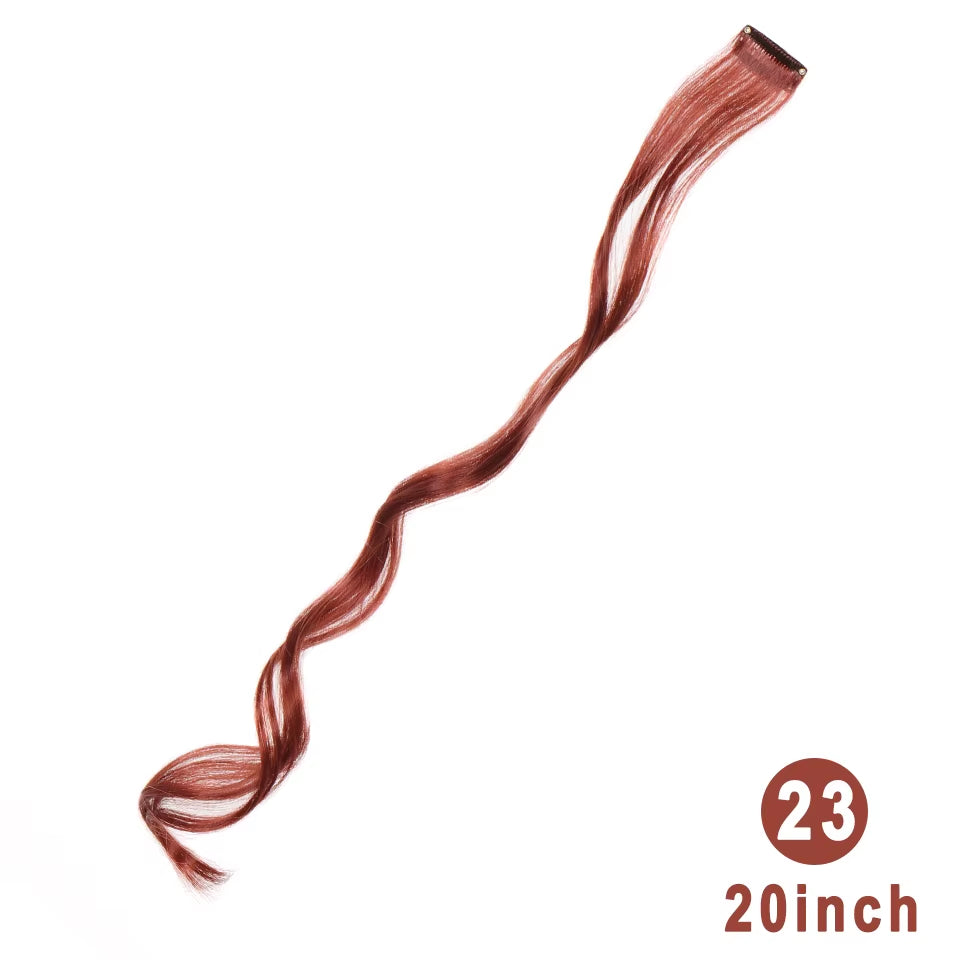 Lupu Synthetic Long Straight Rainbow Highlight Colored Hair Extensions Clip in Fake Hair Pieces for Women Heat Resistant