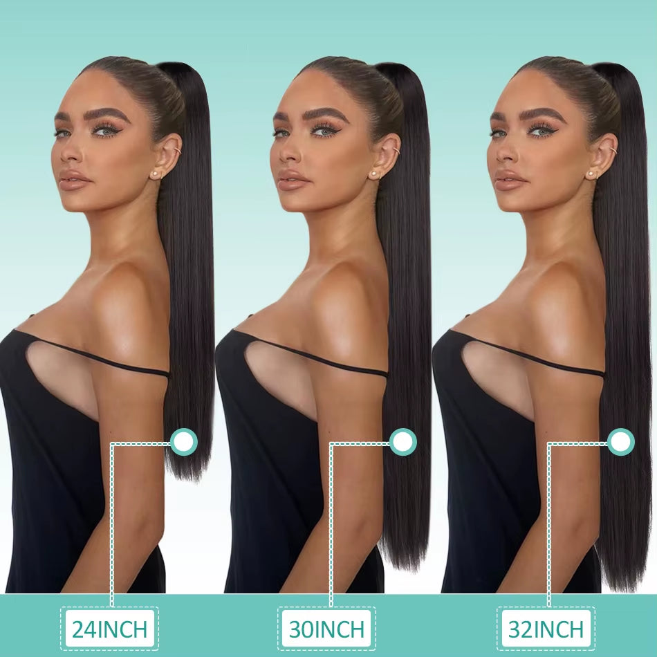 BOOMING 32-Inch Synthetic Drawstring Straight Ponytail Extension