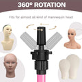50 Inch Adjustable Wig Tripod Stand with Tool Tray for Hairdressing Training - Pink