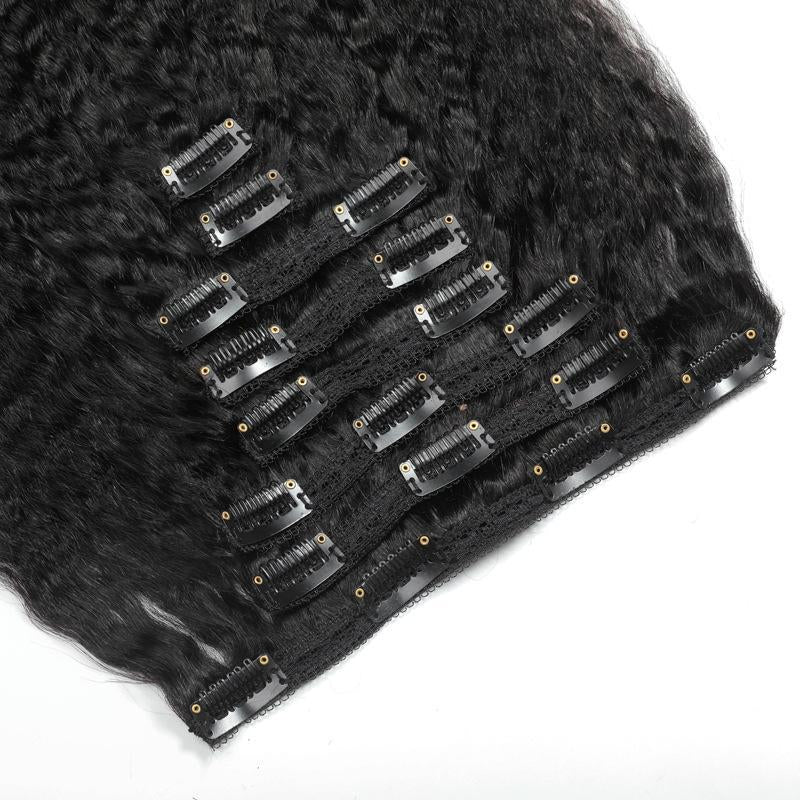 Kinky Straight Natural Clip-In Human Hair Extensions